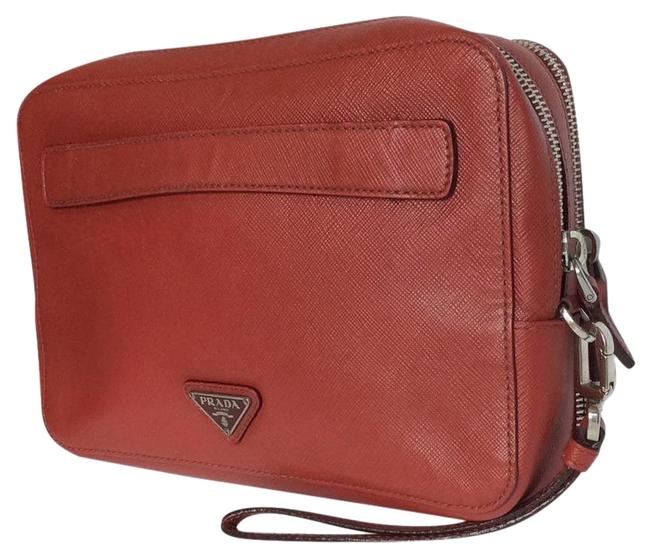 Prada TravelOrganizer Red Saffiano Leather Wristlet