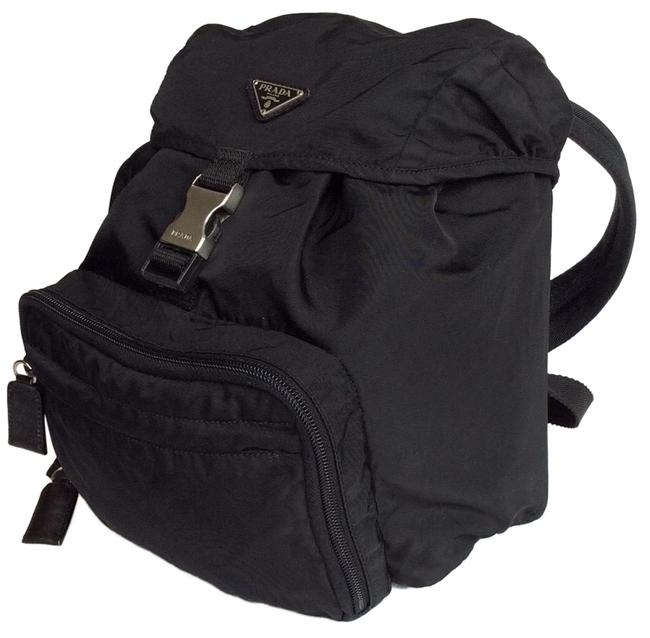 Prada Triangle Logo Black Nylon Backpack
