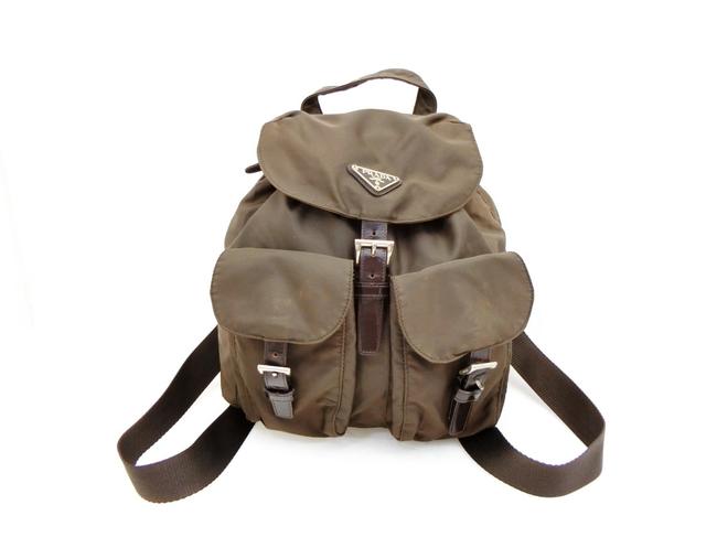 Prada Twin Pocket 230644 Brown Nylon Backpack