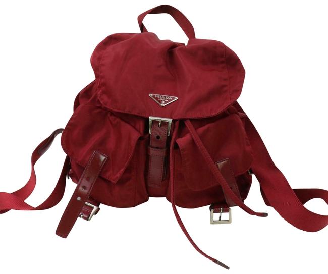 Prada Twin Pocket Burgundy 870875 Bordeaux Nylon Backpack