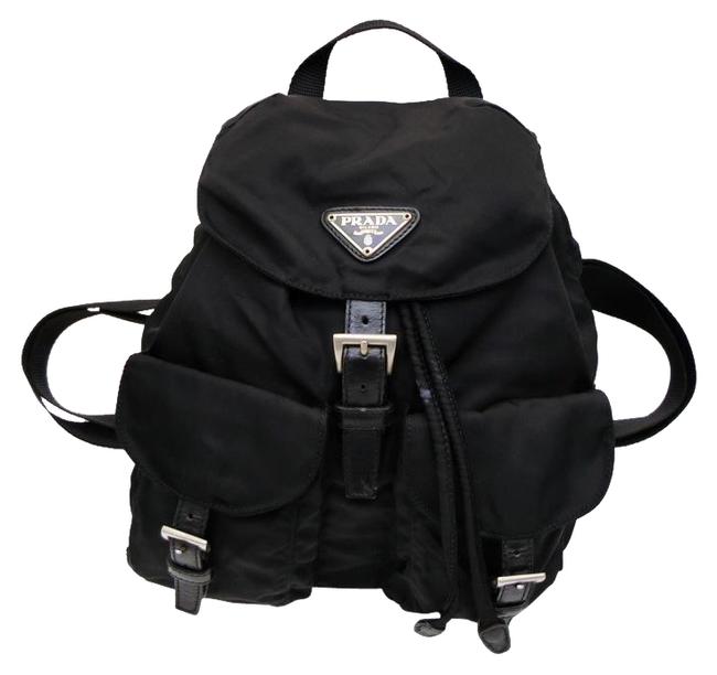 Prada Twin Pocket Tessuto 232435 Black Nylon Backpack