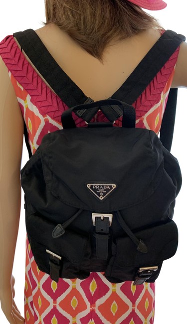 Prada Unisex tessuto backpack medium Black Nylon Backpack