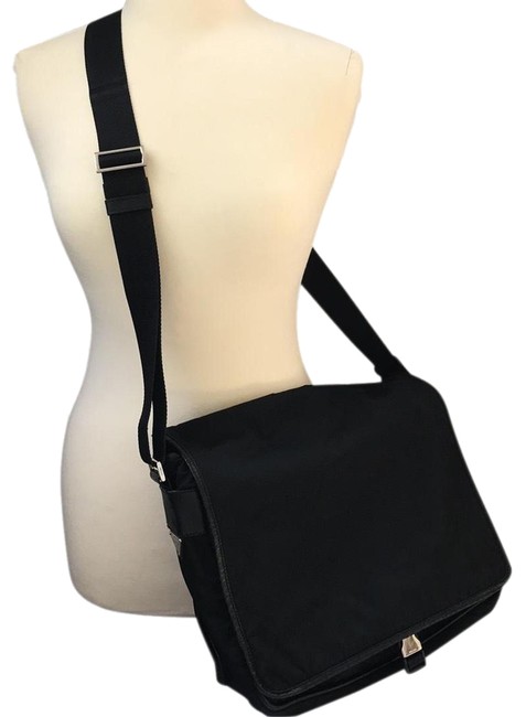 Prada Crossbody Unisex Vintage Work School Black Nylon Messenger Bag