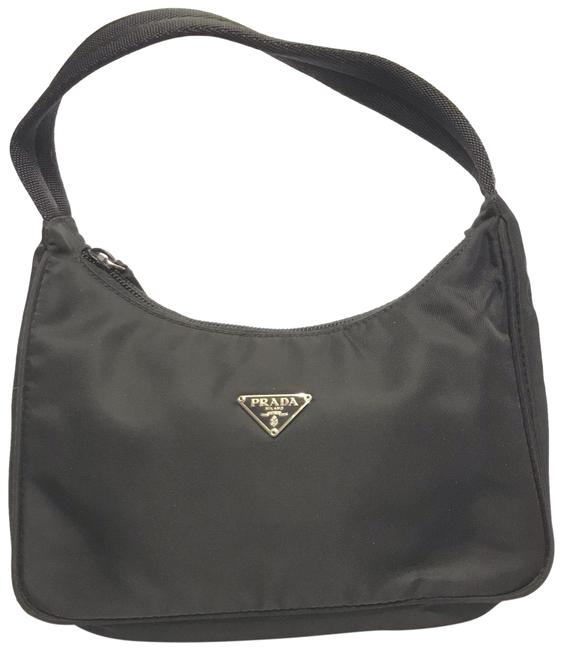 Prada Vela Black Nylon Baguette