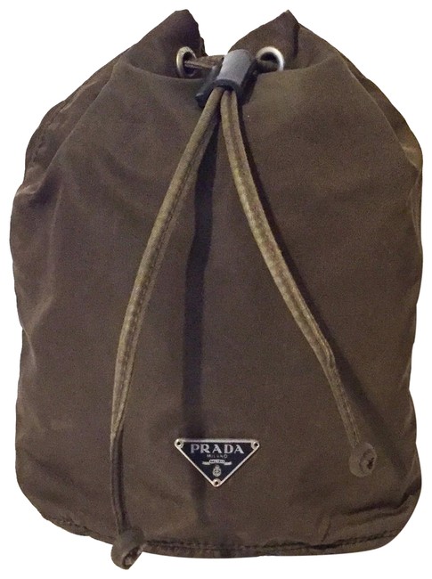 Prada Vela Drawstring Pouch Green Nylon Wristlet