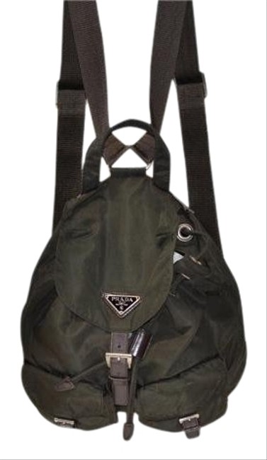 Prada Vela Ebano Olive Nylon Backpack