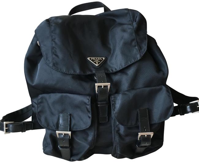 Prada Vela Medium Black Nylon Backpack