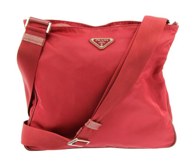 Prada Vela Red Nylon Messenger Bag