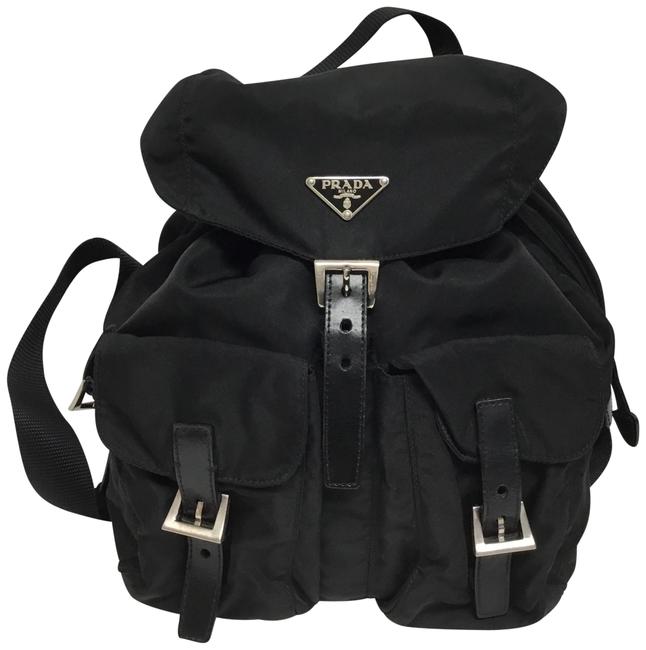 Prada Vela Small Black Nylon Backpack