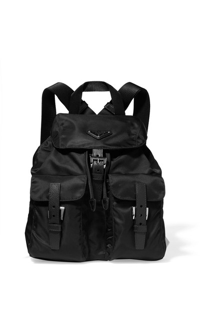 Prada Vela Small Leather trimmed Black Nylon Backpack