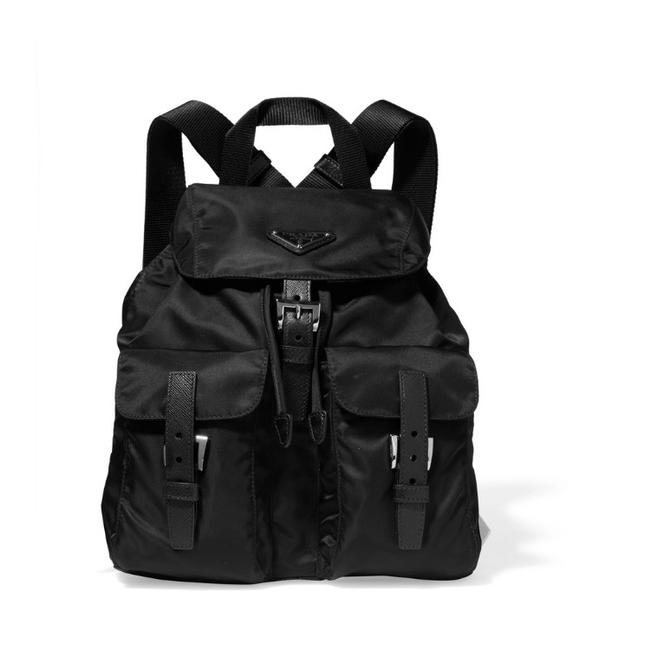 Prada Vela Small Leather Trimmed Shell Backpack