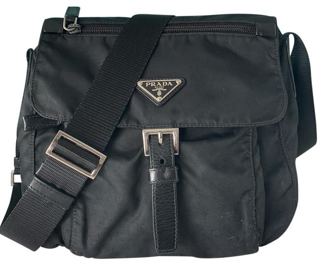 Prada Vela Sport Flap Nylon Black Messenger Bag