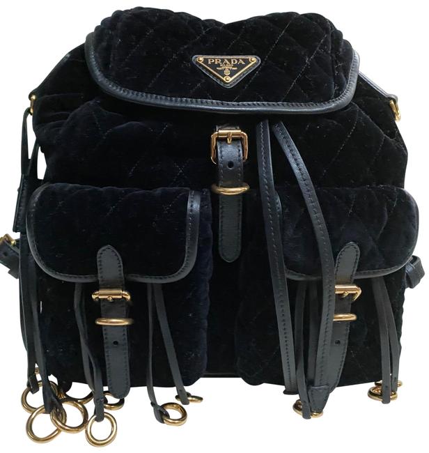 Prada Velluto 1bz677 Black Velluto Velvet Backpack