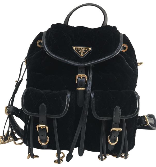 Prada Velluto 1bz677 Black Velvet Backpack