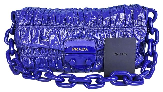 Prada Vernice Gaufre Purple Patent Leather Baguette