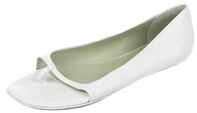 Prada White Soft Leather Thong Sandals 10 12 Flats