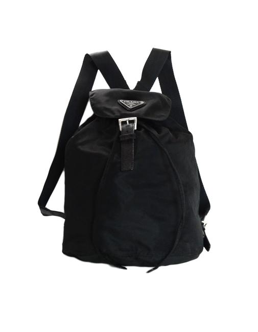 Prada Large with Buckle Closure Black Nylon Backpack