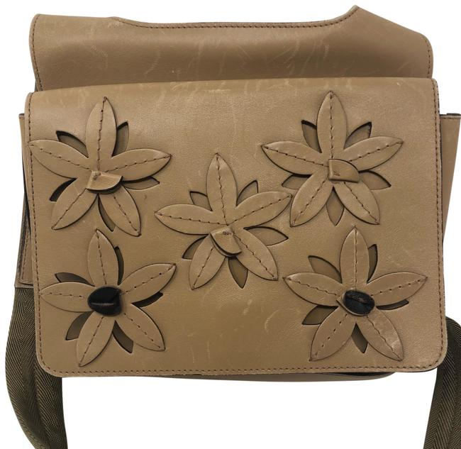 Prada Crossbody With Floral Applique Tan Leather Messenger Bag