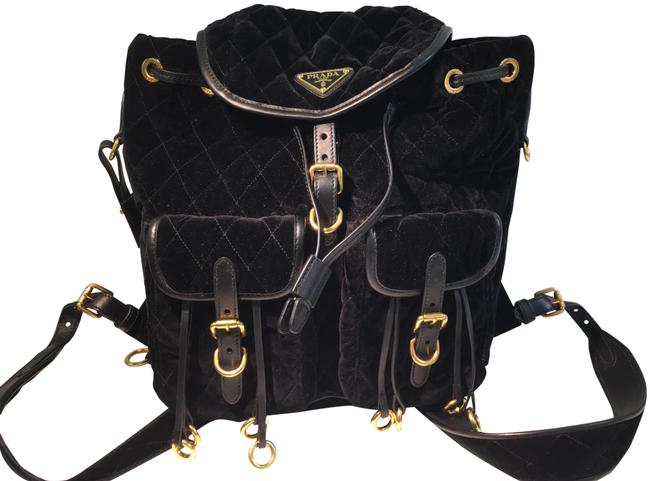 Prada Zainetto Black Velvet Backpack