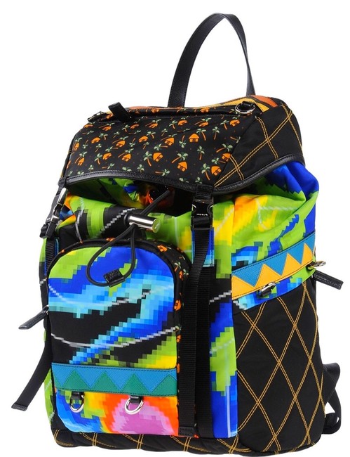 Prada Zainetto Tessuto Patch Drawstring Multicolor NylonLeather Backpack