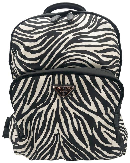 Prada Zebra Bianco Black and White Nylon Backpack