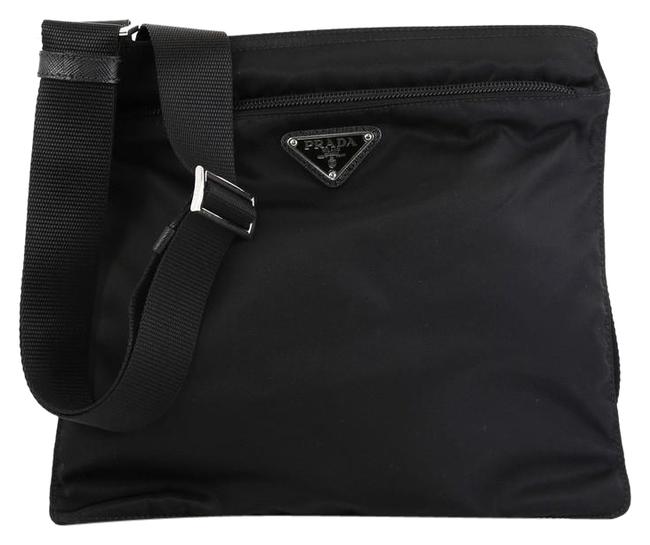 Prada Zip Medium Black Tessuto Messenger Bag