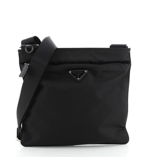 Prada Zip Tessuto Medium Black Nylon Messenger Bag