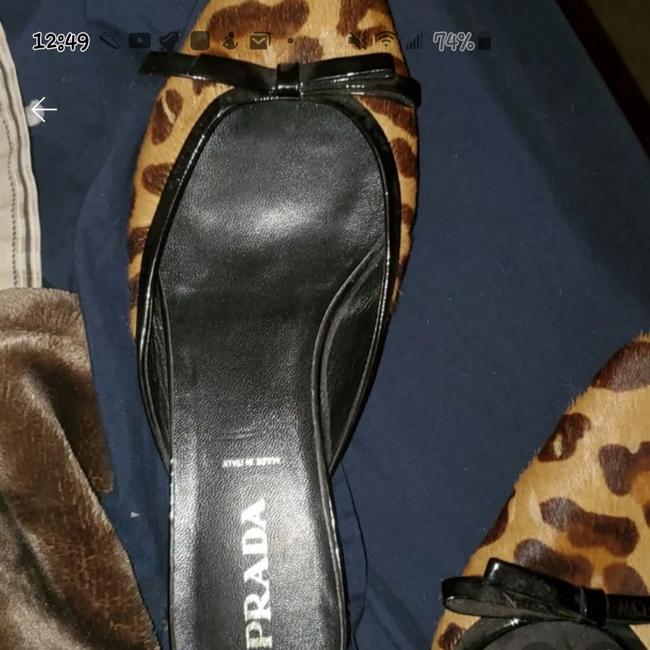Prada Animal PrintBlack Pointed Toe MulesSlides