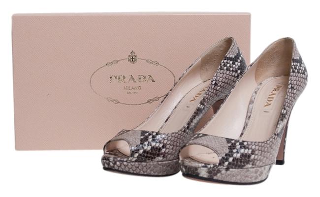 Prada Beige Peep Toe Snake Skin Classic Pumps