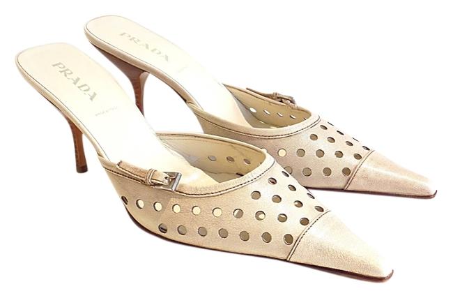 Prada Beige Pointed MulesSlides