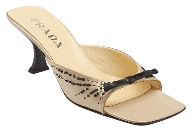 Prada Beige Satin Heels 365 89267 MulesSlides