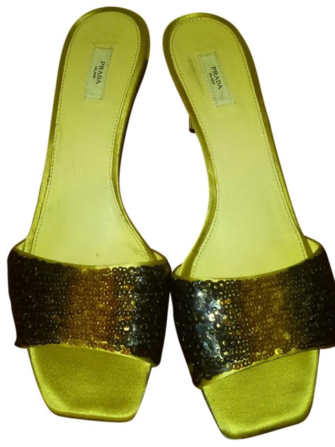 Prada Beige Sequens Made In Italy With MulesSlides