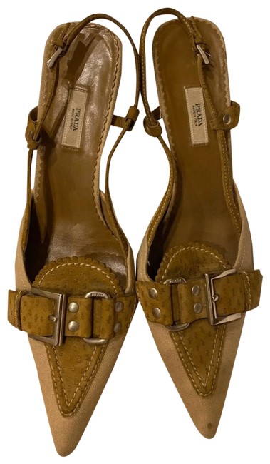 Prada Beige Slim Toe Pumps