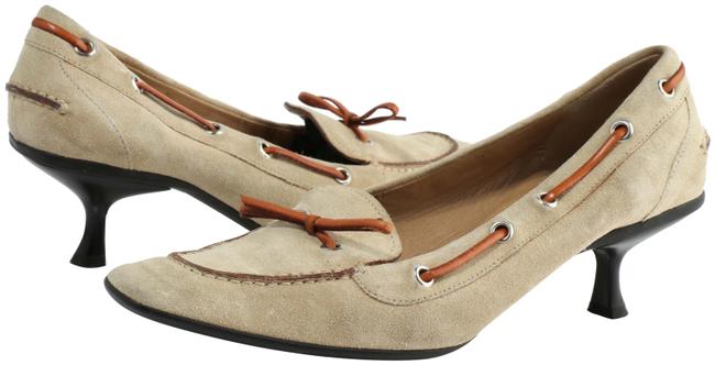 Prada Beige Vintage Suede Loafer Kitten Heel Pumps