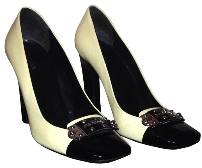 Prada Biege Name Plate Patent Leather Shoer Pumps