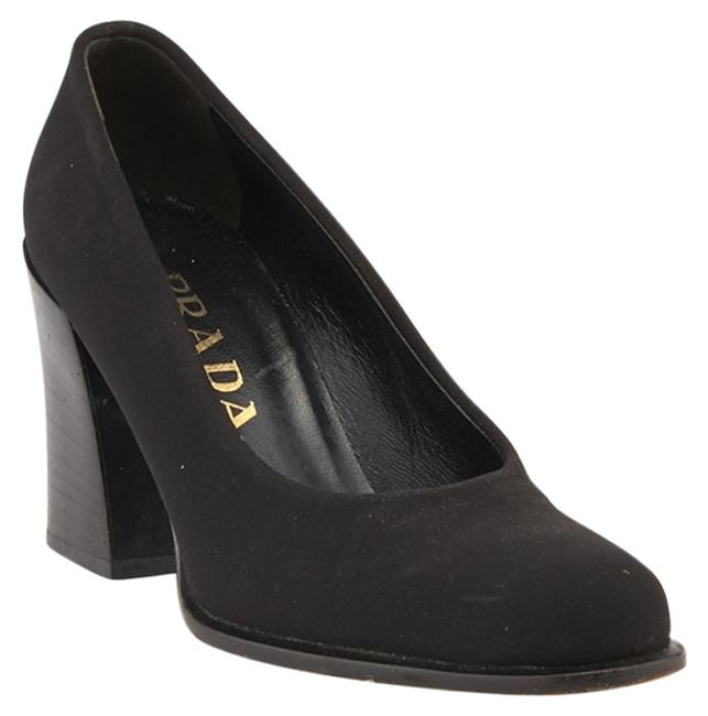 Prada Black Almond Toe Fabric Pumps