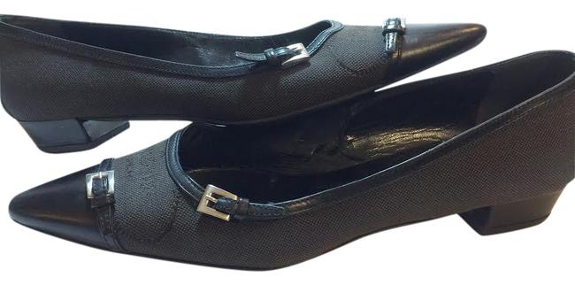 Prada Black and Brown Leather Fabric Pumps