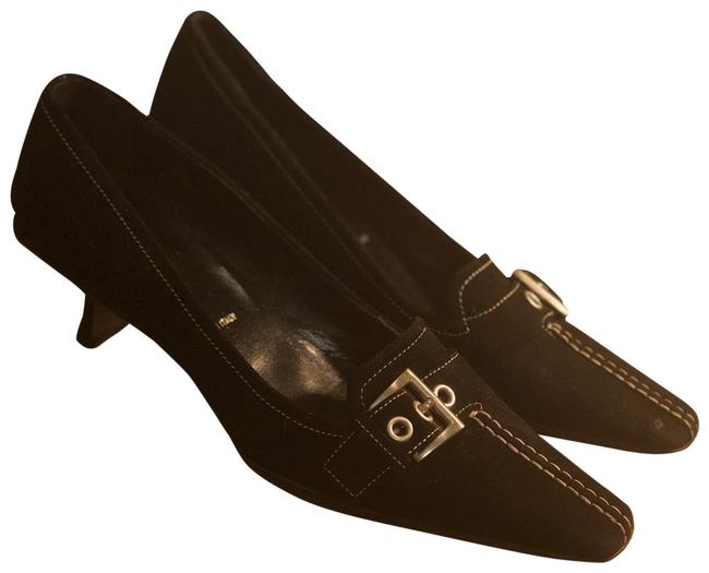 Prada Black Buckle Pumps