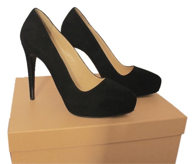 Prada Black Camoscio Nero Suede By Pumps