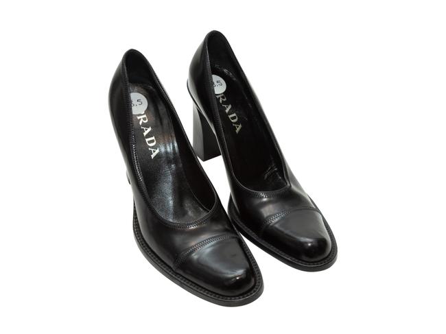 Prada Black Chunky Round toe Heels Pumps