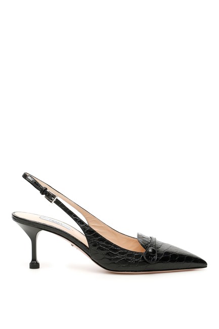 Prada Black Croc print Slingbacks Pumps