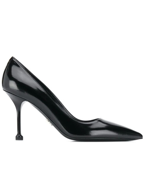 Prada Black Gr Brushed Leather Pumps