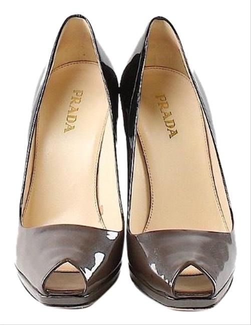 Prada Black Gray Vernice Sfumata Pumps