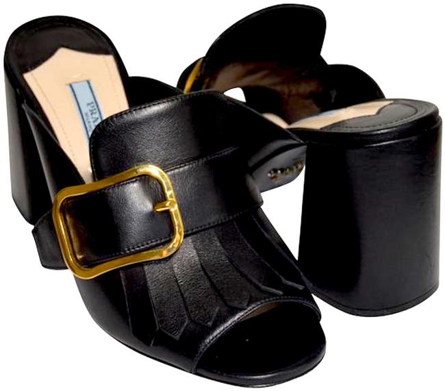 Prada Black Kiltie MulesSlides