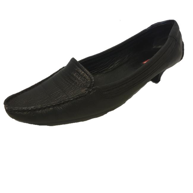 Prada Black Kitten Heeled Loafer Pumps