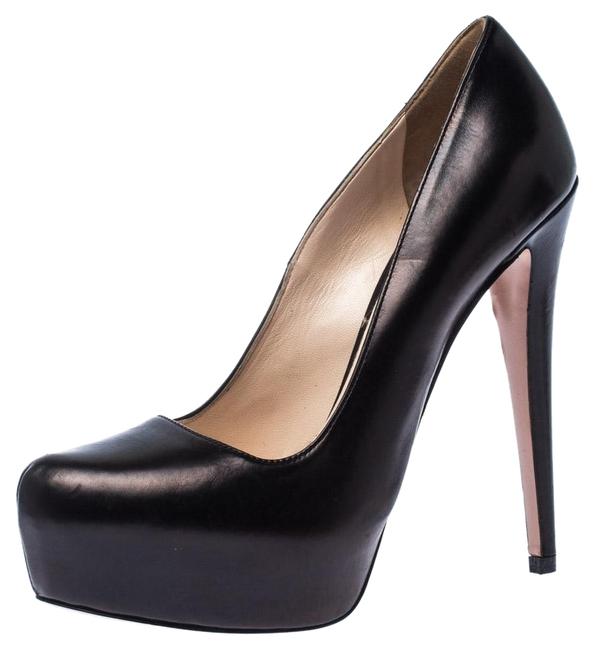 Prada Black Leather Platform Pumps