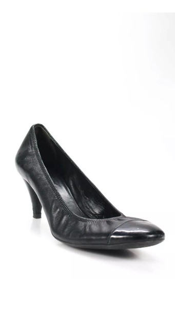 Prada Black Leather Tapered Heels Pumps
