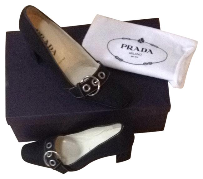 Prada Black Linen Tela Fiamma Pumps