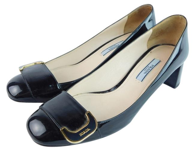 Prada Black Loafers Heels Patent Leather Pumps