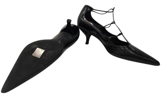 Prada Black Low with Straps Across Front Of Foot Pumps